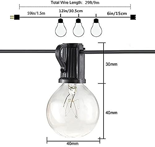 OxyLED Garden Lights Mains Powered, Outdoor String Lights 9M/29FT Fairy Lights Outdoor 25 Bulbs +3 Spare Garden Patio String Outside Lights Fairy Lights