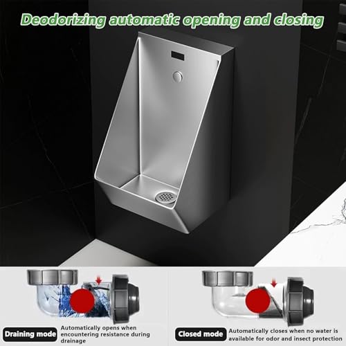 Urinal de acero inoxidable 304, montado en pared con sensor automático, para escuelas y lugares públicos, drenaje vertical (bronce) miniatura 4