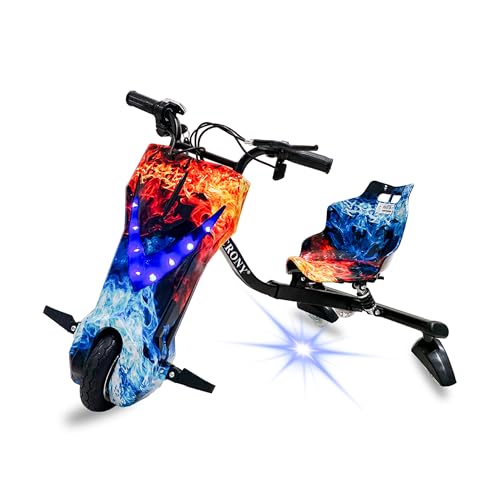 CRONY JL009 8 inch Kids Electric Drift Trike - 3-Wheel Drift Scooter with LED Lights Bluetooth 36V and 3-Speed Modes for Ultimate Fun Max Load 70KG Shock-Absorbing Seat Cushion