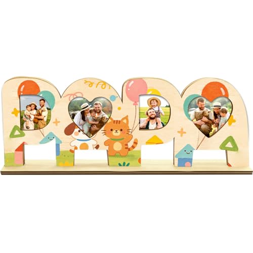 BIVYAX Cadeau Papa Original, Cadre en Bois à Décorer avec Inscription PAPA, Kit Créatif avec Peinture pour Enfant, Idée de Présent pour Fête des Pères...