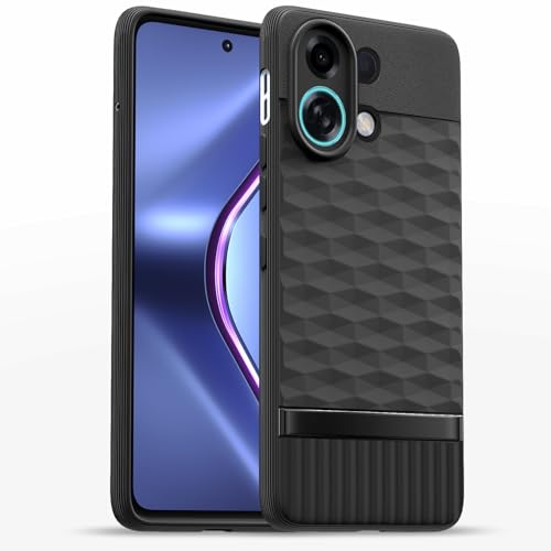 Image of Pikkme Back Cover for Oppo K13 Turbo 5G Camera Protection 3D Hexa Cube Design Silicone Protective Bumper Case (Black)