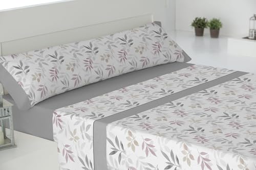 Cisne Rojo Juego Sábanas Poliéster Algodón para Cama 90 cm. Color Gris. Modelo Luna. (200062-90-G)