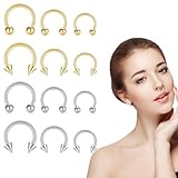 Juego de 12 anillos nasales falsos, anillos nasales falsos para el tabique, joyas nasales falsas para mujer (oro/plata).