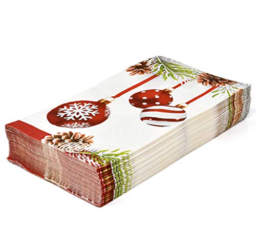 Gift Boutique 100 Christmas Ornament Guest Napkins Disposable Paper Decorative Elegant Xmas Dinner Hand Napkin For Home Kitchen Bathroom Wedding Holiday Decor – Image 6