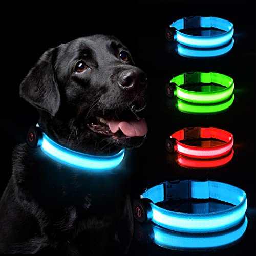 VSSHE Collier Chien Lumineux, 3 Modes D'éclairage Collier Lumineux pour Chien USB Rechargeable et Etanche Réglable , LED Nylon Sécurité Collier Lumineux Chien pour Petits/Moyens/Grands Chiens Cover