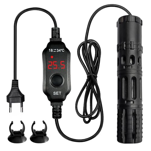 PORFOYO Calefacción de acuario 25W, calentador de acuario, mini calefacción de acuario 3 19L, barra de calefacción de acuario con pantalla digital LED con pantalla de temperatura, calefacción de