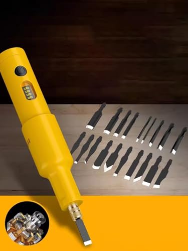 Electric Wood Engraving Machine Rechargeable Portable Handheld Electric Chisel Wood Cutter with 20PCS Replaceable Blades