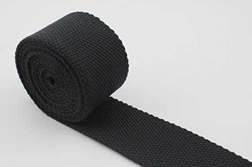 3dancraftit 1 1/2 inch (38mm) Weight Polyester Cotton Webbing Strap 5 Yards Black ZB1