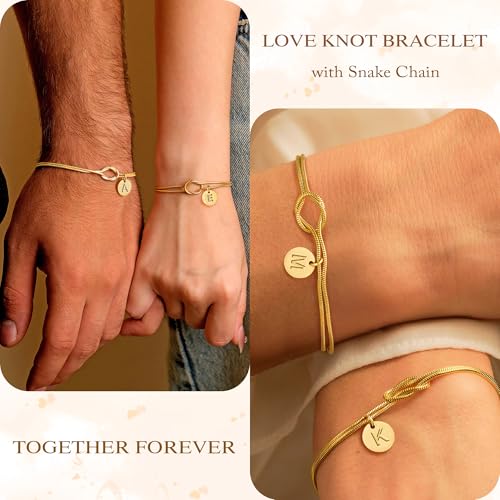 Turandoss Gold Initial Bracelets for Women Girls Gifts - 14K Gold Plated Love Knot Letter A-Z Initial Bracelet Dainty Forever Infinity Bracelet Jewelry Gifts for Women Girls Lover Bridesmaids Friends4
