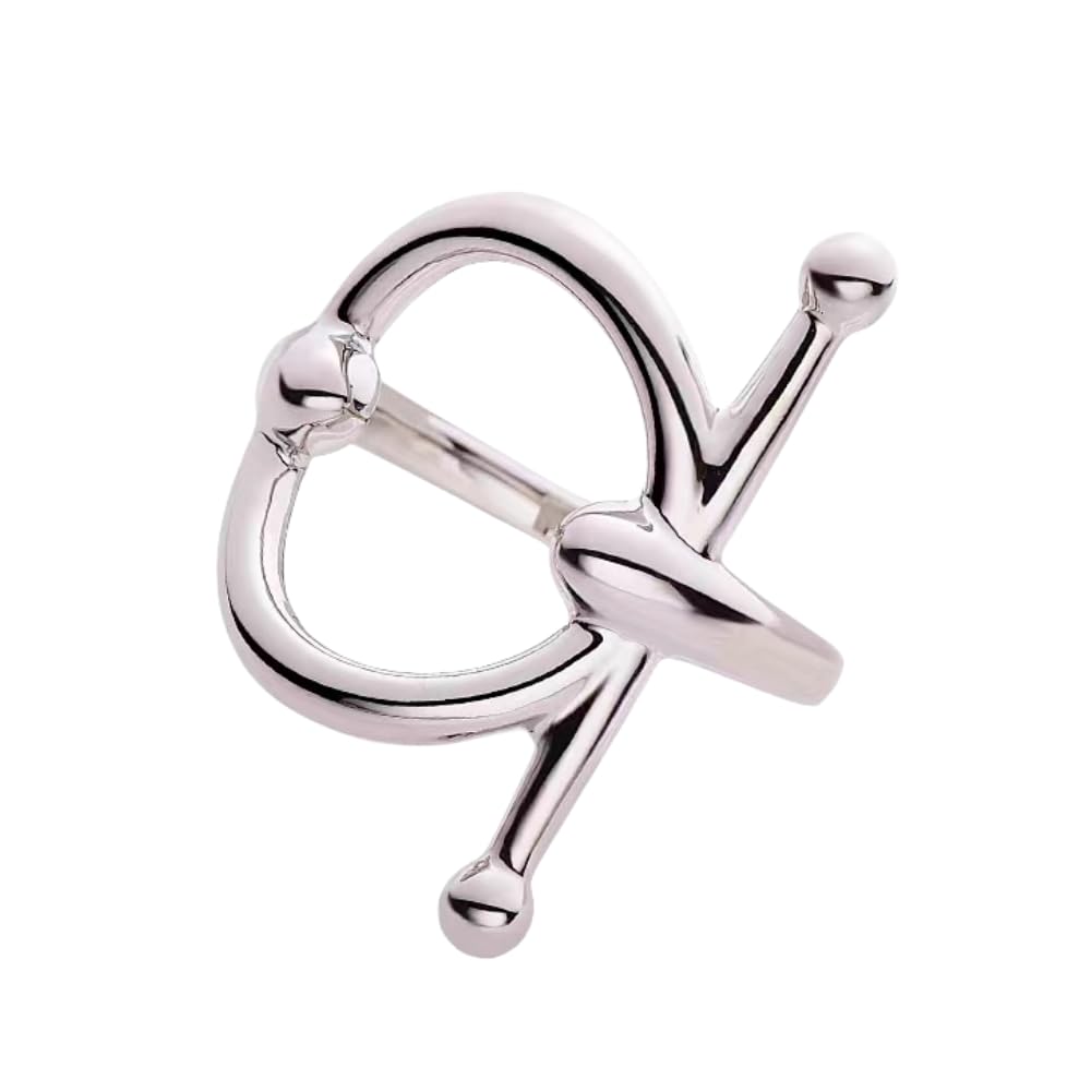 Small Geometric Silk Scarf Ring Brooch for Women Girls Fashion Chic Round Bar Shawl Scarves Buckle Wrap Clasp Clip Finger Ring Size 8 Dress Accessories Jewelry Gift