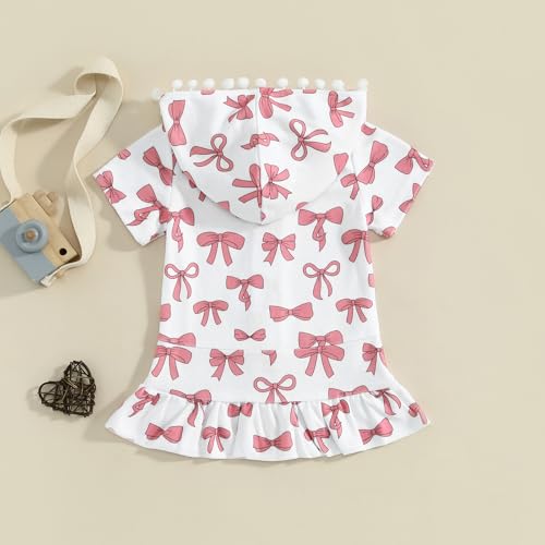 Image of Girls Terry Cloth Swim Cover Up Zip Up Hooded Bathing Suit Coverup Wraps Rufled Kids Pool Beach Robe Cover-Up Dress