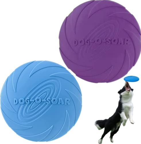 JINYUNMIN 2 pièces Frisbee pour Chien,Disque pour Chien,18cm Frisbee Jouet pour Chien,Parfait pour la Formation de Chien, Lancer, Attraper et Jouer(Violet+Bleu)