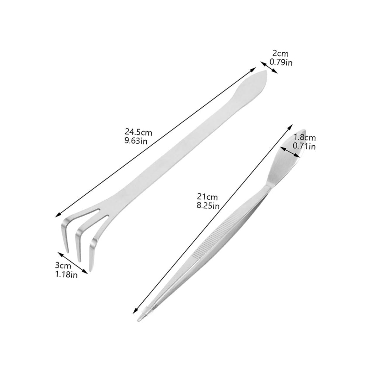 CIYODO 4Pcs Stainless Steel Bonsai Tools Mini Spatula Tweezers Small Rake Root Rake for Precision Gardening Planting and Trimming Essential Bonsai Planter Tools