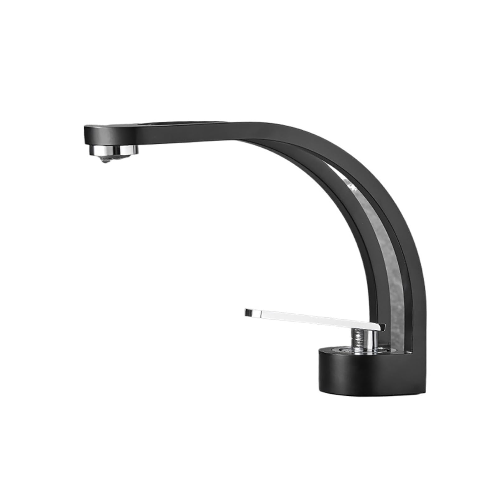 Zadccs Black Sliver Kitchen Faucets, Creative All Copper Basin Faucet, Bathroom Toilet Under Vanity, Hot And Cold Water White Chrome(Black Sliver)