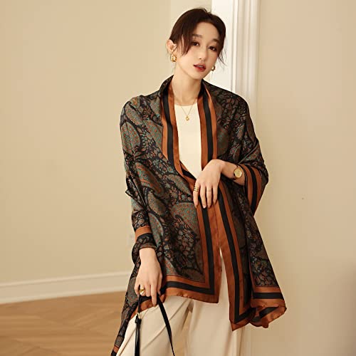 Image of ZDMHSH Fashion Scarves Scarf 100% Silk Feeling Scarf Silk Like Scarves Long Lightweight Sunscreen Shawls for Women