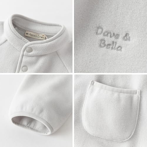 DAVE&BELLA Toddler Fleece Jacket, Baby Boys Girls Solid Button Polar Outerwear Spring Autumn Long Sleeve Warm Coat2