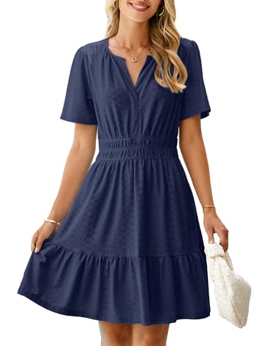 Simplee Womens 2025 Summer Mini Dress Eyelet Short...