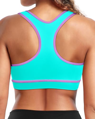 Image of Holipick Women's Sports Bra Bikini Tops Racerback Swim Top Scoop Neck Bathing Suits Top Modest Padded Crop Tops Swimsuit Only