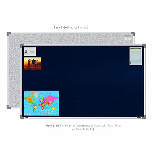 Image of Scholar Art Metis 3x5 Feet Fabric Pin-up Notice Board for Home, Office & School | High Strength Velvet Cloth + High Density Soft Board for Pinning Photos, Sticky Notes & Reminders (Dark Blue)