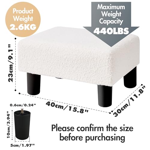 Brian & Dany PW439FUSA Small Foot Stool Ottoman, Footstool With Legs, Teddy Velvet Foot Rest For Living Room, Bedroom And Office thumb #1