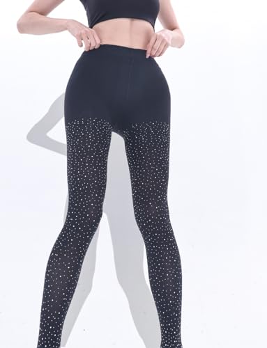 CharnmRose Sparkly Thick Tights for Women Opaque Tights Stockings with Rhinestone leggings4