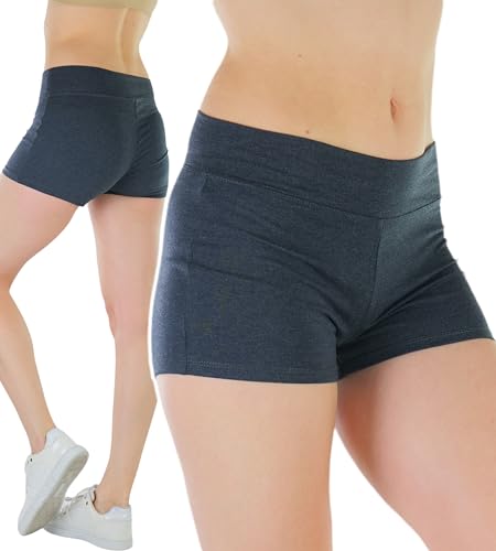 ToBeInStyle Women's Wide Waistband Active Shorts - Charcoal - Medium