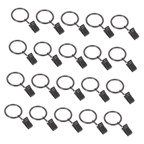 VALICLUD 20pcs Curtain Hooks: Stainless Steel Rings Clips - Detachable Drapery Hooks for Hanging - Bath Curtain for Living Room Bedroom