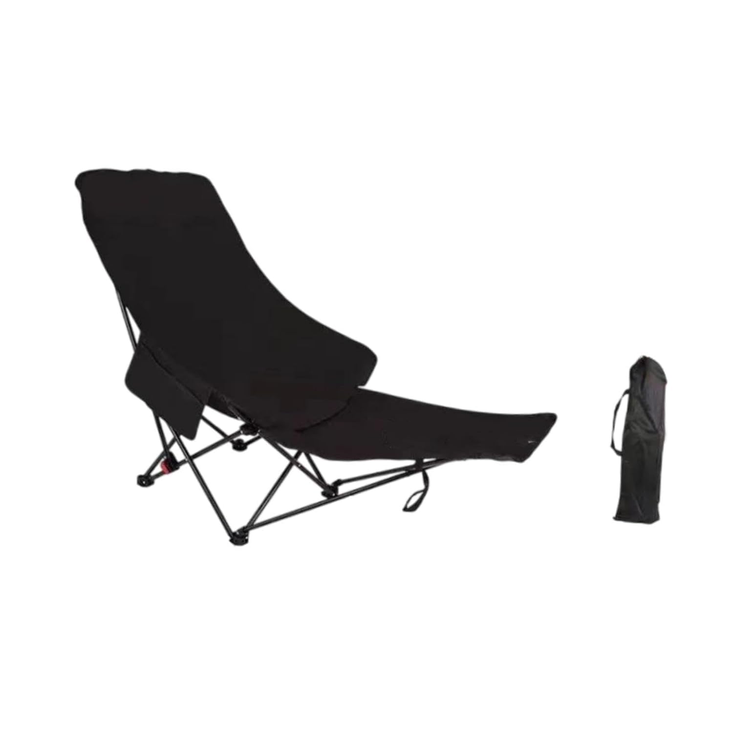 KKVBOSS Folding Reclining Camping Lounge Chair with Adjustable Backrest and Leg Support, Black 4