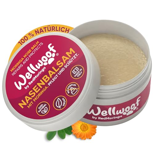 Wellwoof 100% Natürliches Nasenbalsam für Hunde - Repariert und Schützt Rissige Hundenase mit - Vegane & beim Ablecken Nicht Giftige Nasenpflege Hund - Made in Italy