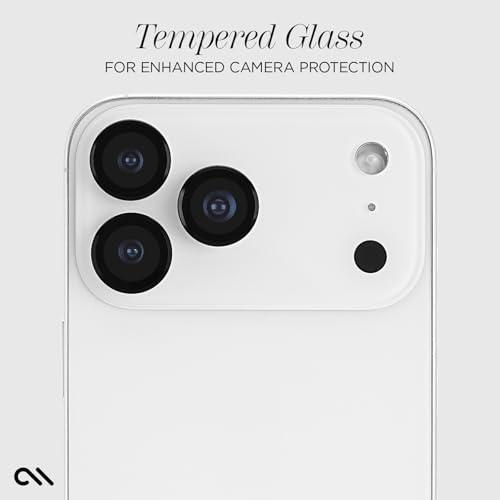 Image of Case-Mate Camera Lens Protector w /Aluminum Rings for iPhone 17 Pro Max /Pro | For iPhone 17 Pro Max /17 Pro /16 Pro Max /16 Pro /15 Pro Max /15 Pro - Double Tempered Glass Ultra HD View Easy Install - Black
