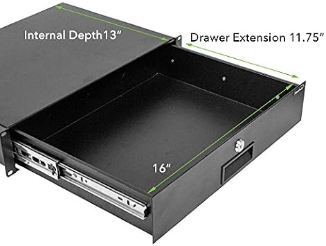 NavePoint Server Cabinet Case 19 Inch Rack Mount DJ Locking Lockable Deep Drawer with Key 2U