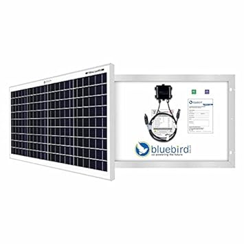 Bluebird Solar 50 Watt - 12 Volt Mono PERC Crystalline Solar Panel | BIS Certified | High Efficiency | 5BB A+ Grade Solar Cells | Junction Box with MC4 Connector | Home Lighting & Battery Charging