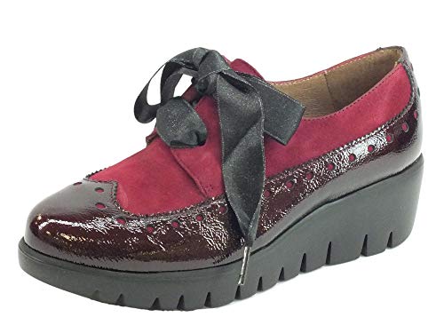 Wonders C-33177 Lack I Vino Francesine Mujer de piel brillante y ante Cordones de raso Rojo Size: 38 EU