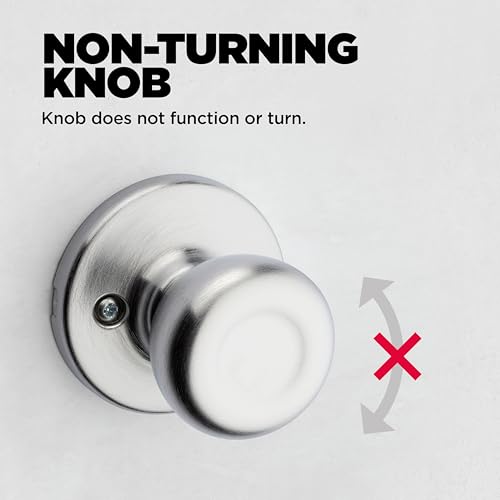 Kwikset Tylo Dummy Door Knob, Single Sided Handle for Closets, French Double Doors, and Pantry, Satin Chrome Non-Turning Interior Push/Pull Door Knob - image 7