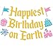 Happiest Birthday on Earth Banner Princess Bday Party Decorations Girls Kids Castle Birthday Baby Shower Party Supplies (Gold)