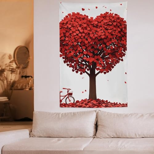Grande tenture murale arbre d'amour décor chic et doux 152x228cm