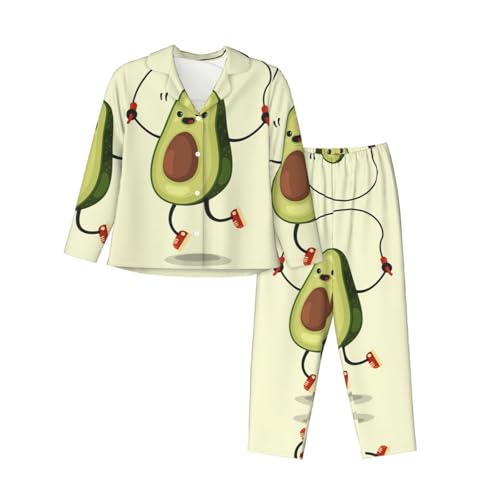 Pyjama avocat femme ensemble chaud manches longues anti-froid nuit