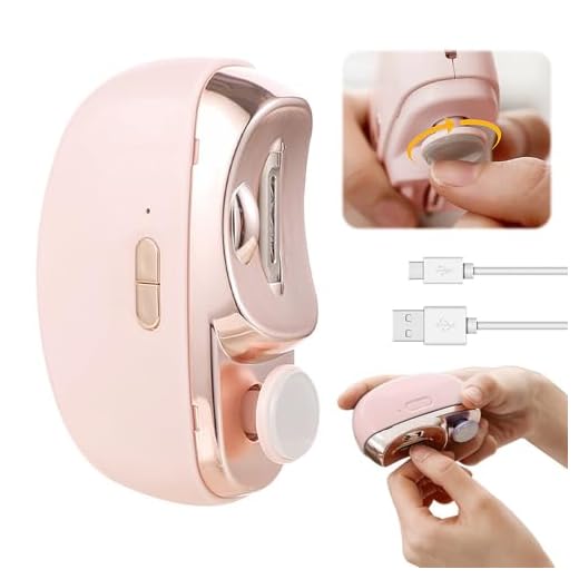 EBKCQ - Cortador eléctrico de uñas eléctrico con luz, recargabl taza de uñas de bebé automática, lima de uñas portátil inalámbrica para niños, bebés, adultos, ancianos (rosa)