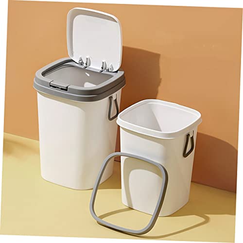 Caneca de basura rectangular con tapa gris claro miniatura 5