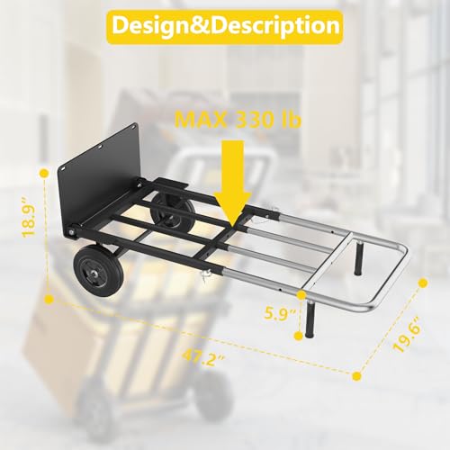 Carretilla plegable para carga hasta 600 lb con ruedas miniatura 2