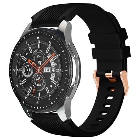 PROSRAT Galaxy Watch 3 Band for Men Women, 22mm Silicone Band Compatible for Galaxy Watch 46mm Band/Galaxy Watch 3 Band 45mm/Gear S3 Frontier/Classic Watch (Black) Cover