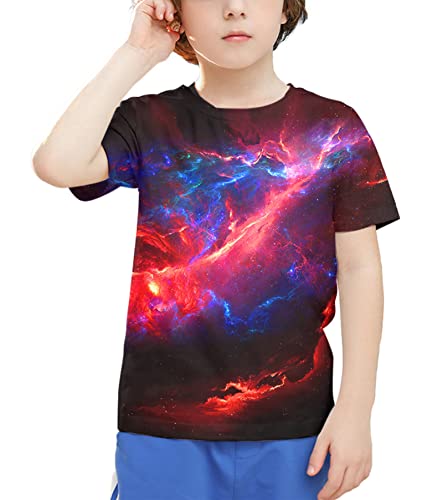 Image of Linnhoy Kids 3D Print Fashion Graphic T-Shirts for Boys Girls 6-16 Years | Unisex Colorful Short Sleeve, Crewneck, Breathable Fabric, Suitable for Daily Sport Festival Wear