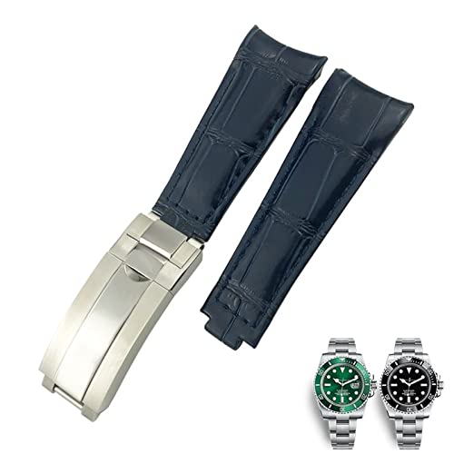 Bracelet cuir 20 mm bout incurvé compatible 116610 Oyster GMT