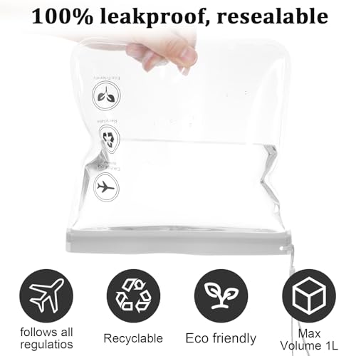 cobee 8 Pack TSA Approved Clear Toiletry Bags, Quart Size Carry on Airport Airline Compliant Travel Bag Makeup Cosmetic Bag Organizer Leak-Proof Airport Security Bag for Liquids, Cosmetics (Gray)3