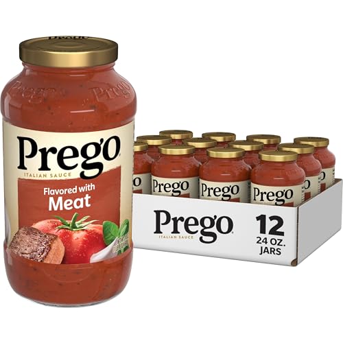 Image of Prego Italian Tomato Pasta Sauce Flavored With Meat, 24 oz Jar (Pack of 12)