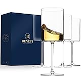 Superlative Edge Wine Glasses Square [Set of 4] White & Red Wine Goblets, Premium Clear Glass Bordeaux Wine Glasses Large Bowl Stemware Wine Blown Glasses Nice Packaging [14 Ounce]