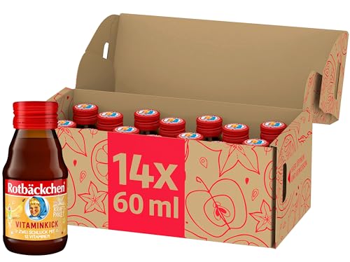 ROTBÄCKCHEN Kraftpaket Vitaminkick Shot Flasche 14er pack (14 x 60 ml) - Nahrungsergänzungsmittel mit 12 Vitaminen