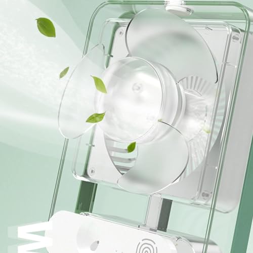 Image of FunBlast Portable Mist Spray Fan - USB Rechargeable Mini Desk Fan with 3 Speed Settings, Water Spray & LED Night Light, Compact Cooling Table Fan for Travel, Office & Home Use (Green)