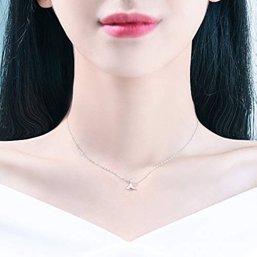 Amazon.com: ZcerA 银饰人鱼尾吊坠银项链女纯银项链锁骨链冷淡风