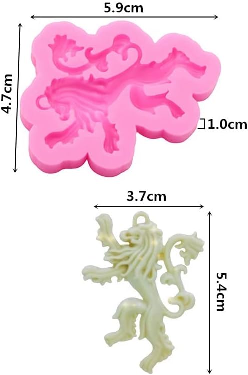 Miniatura 2 de Molde de silicona para llavero de resina con diseño de león en 3D con sujeción para decoración de baratijas de cristal, postres epoxi, fondant,